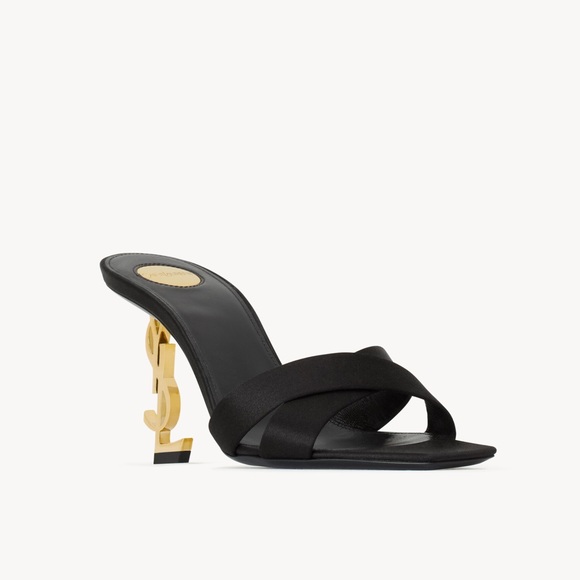 SAINT LAURENT Opyum Slide Sandal Heel in Noir 40 - Picture 2 of 14